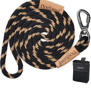 DogLemi 6ft Dog Rope Leash Black/Light Yellow Plus Dog Treat Pouch NEW Training
